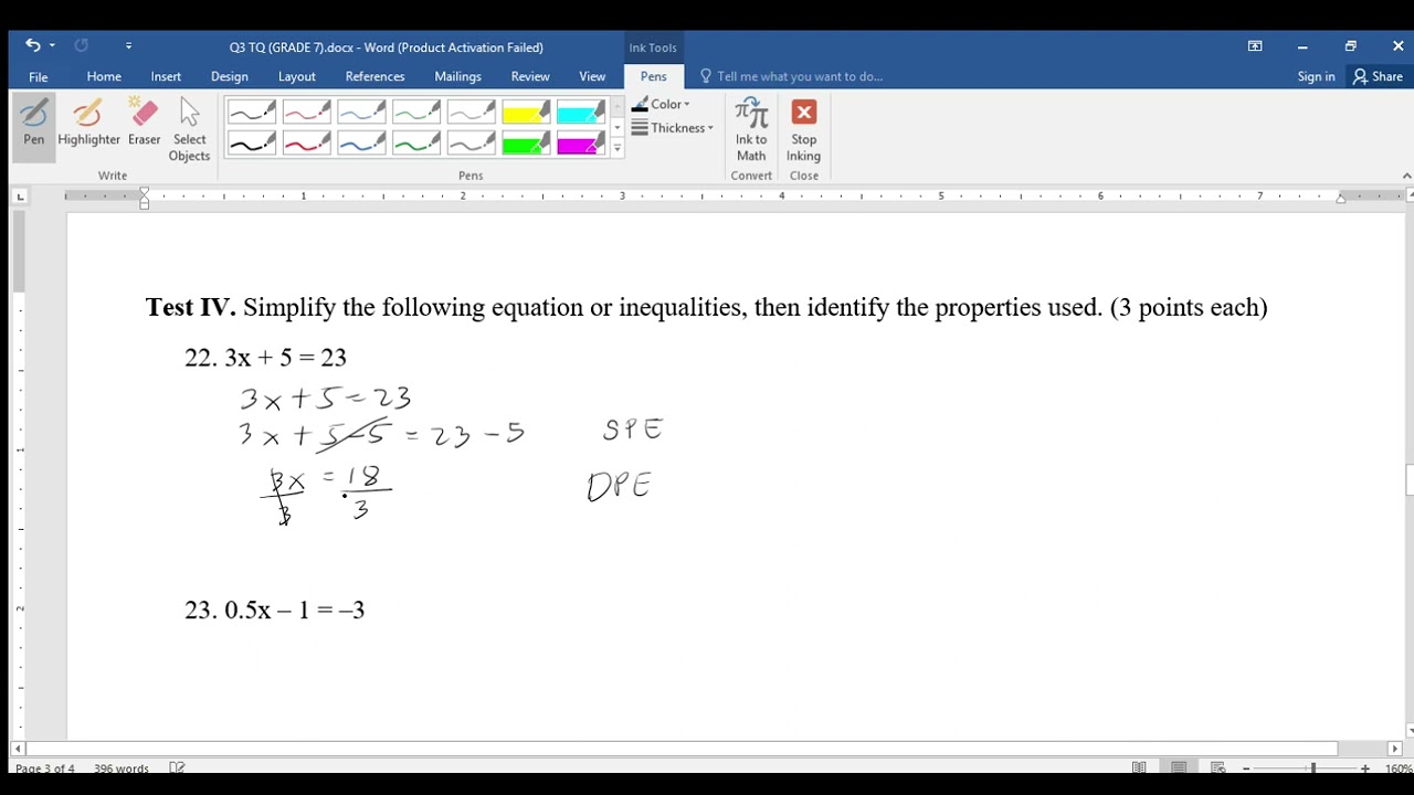 solving linear equations involving one variable