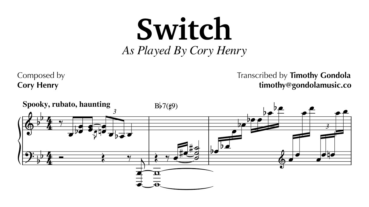 Cory Henry SHREDDING– (Piano Transcription)