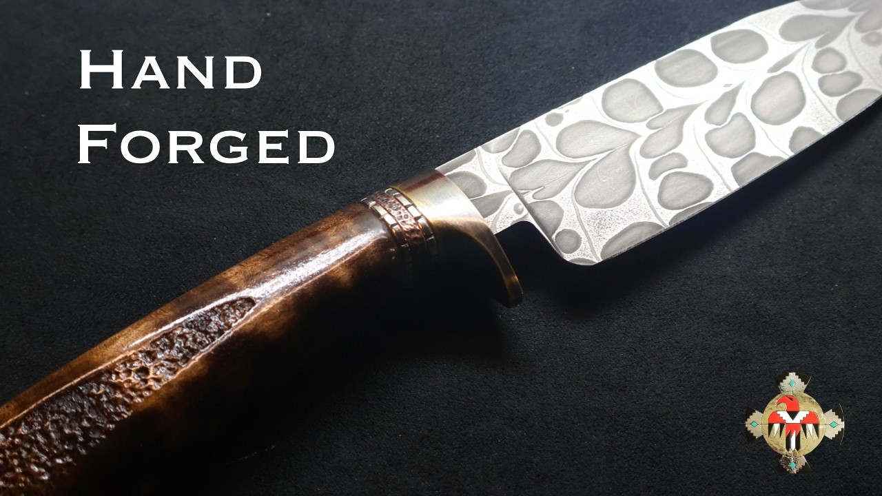 I Forged a Feather Damascus Hunting Knife from Bearing Balls