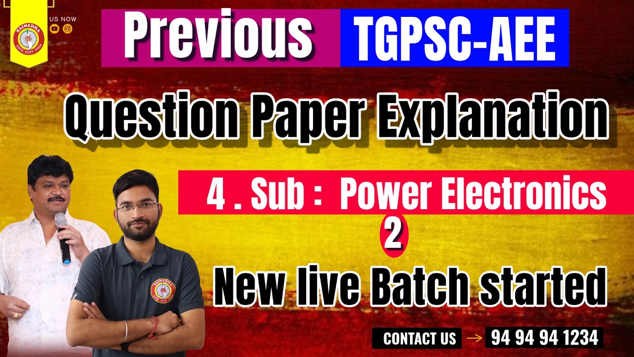 TGPSC AEE Electrical power electronics Previous Questions | PYQs with Detailed Explanation