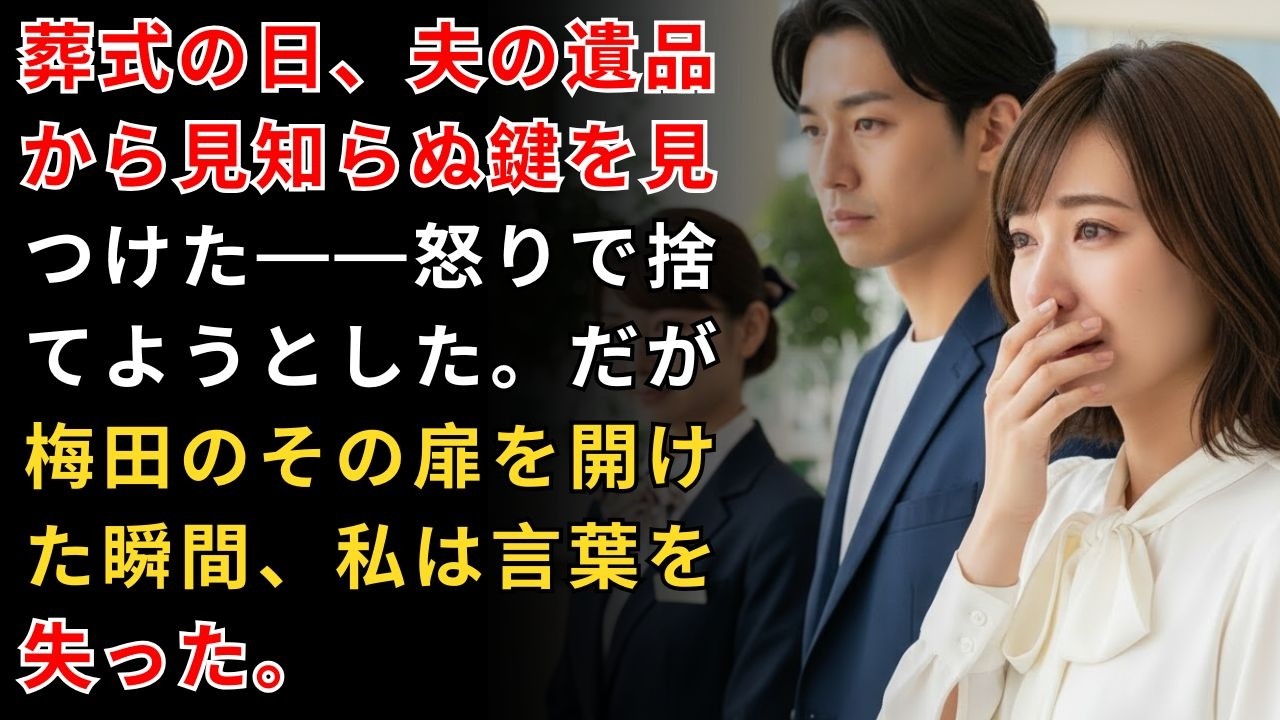 葬式の日、夫の遺品から見知らぬ鍵を見つけた——怒りで捨てようとした。だが梅田のその扉を開けた瞬間、私は言葉を失った。【家庭の修羅場】【隠された真実】
