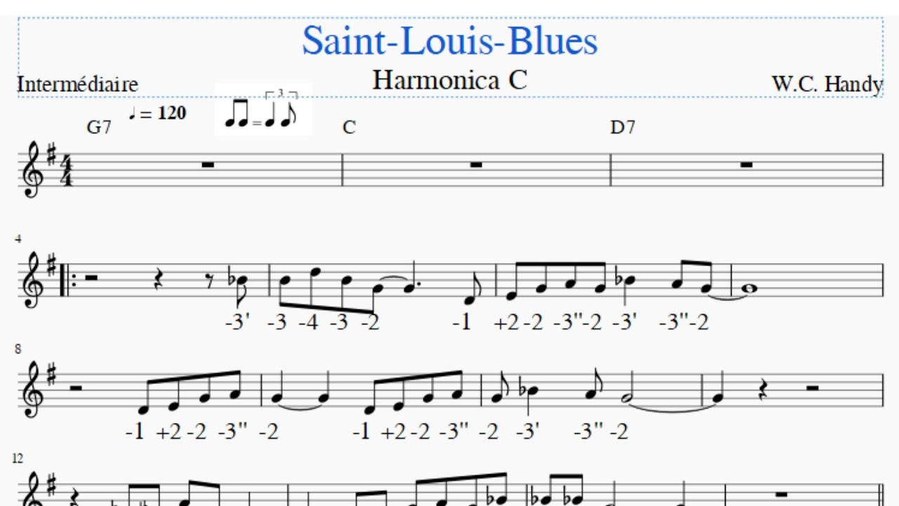Saint-Louis-Blues - harmonica C - Niveau intermédiaire