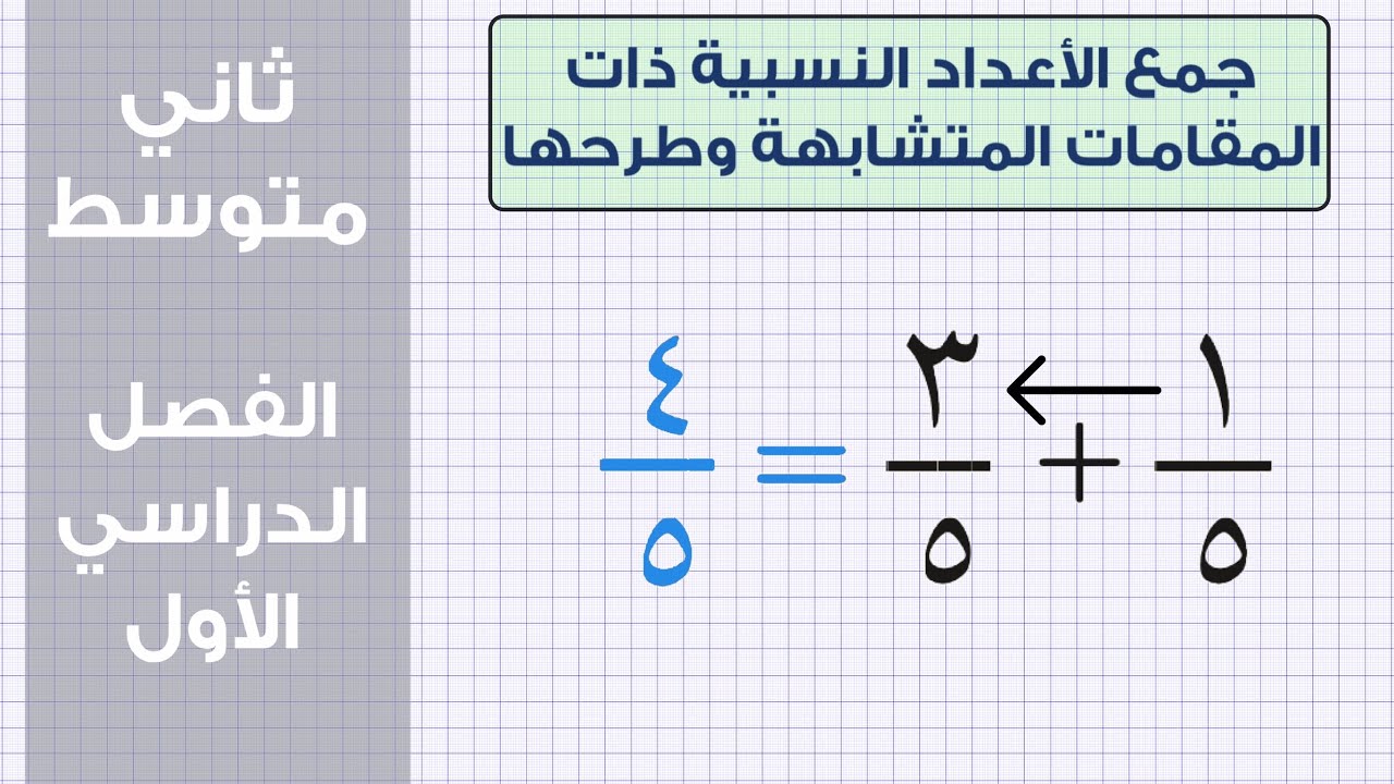 جمع الاعداد النسبية ذات المقامات المتشابهة وطرحها