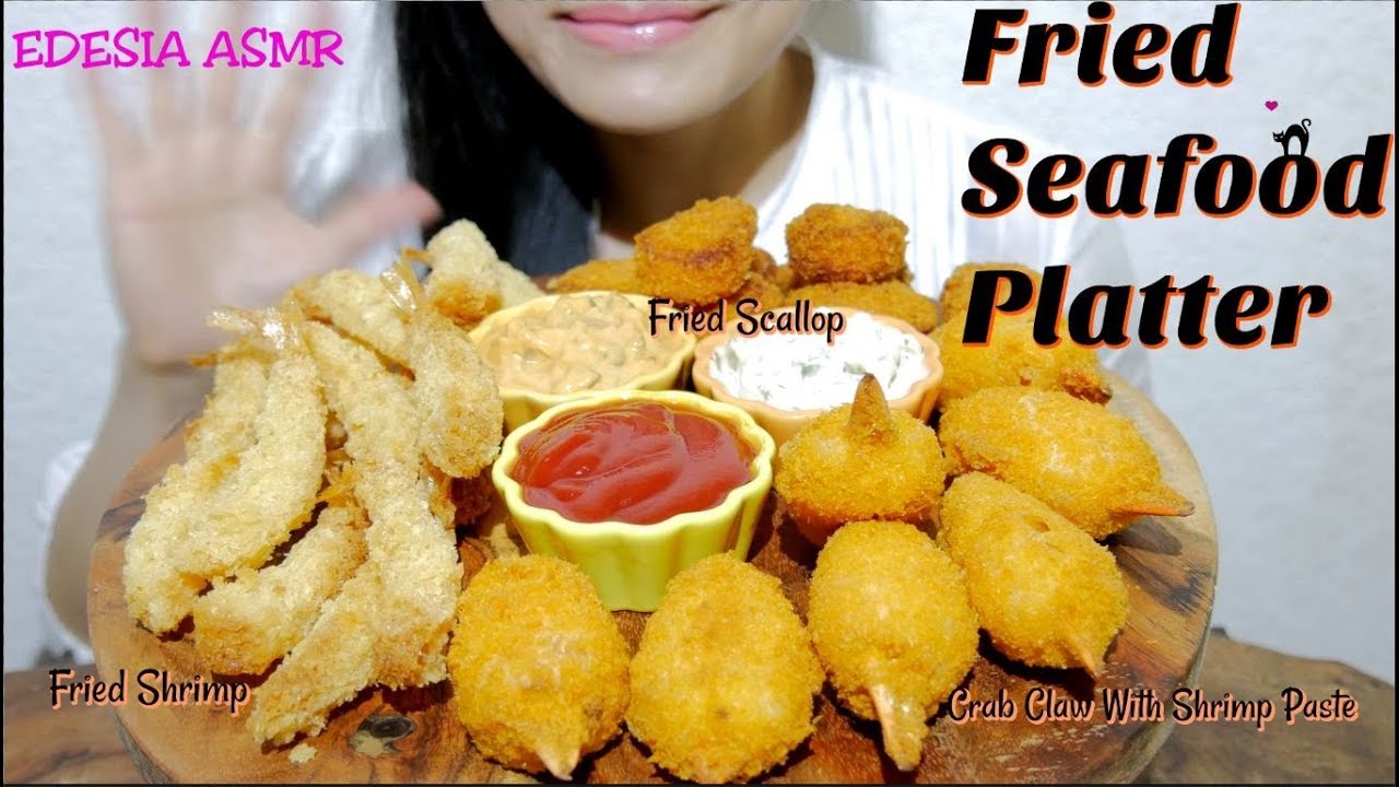ASMR 咀嚼音🌊Deep Fried Seafood Platter シーフードフライ 炸海鮮拼盤 해산물튀김 Friture de la mer *EATING SOUND*
