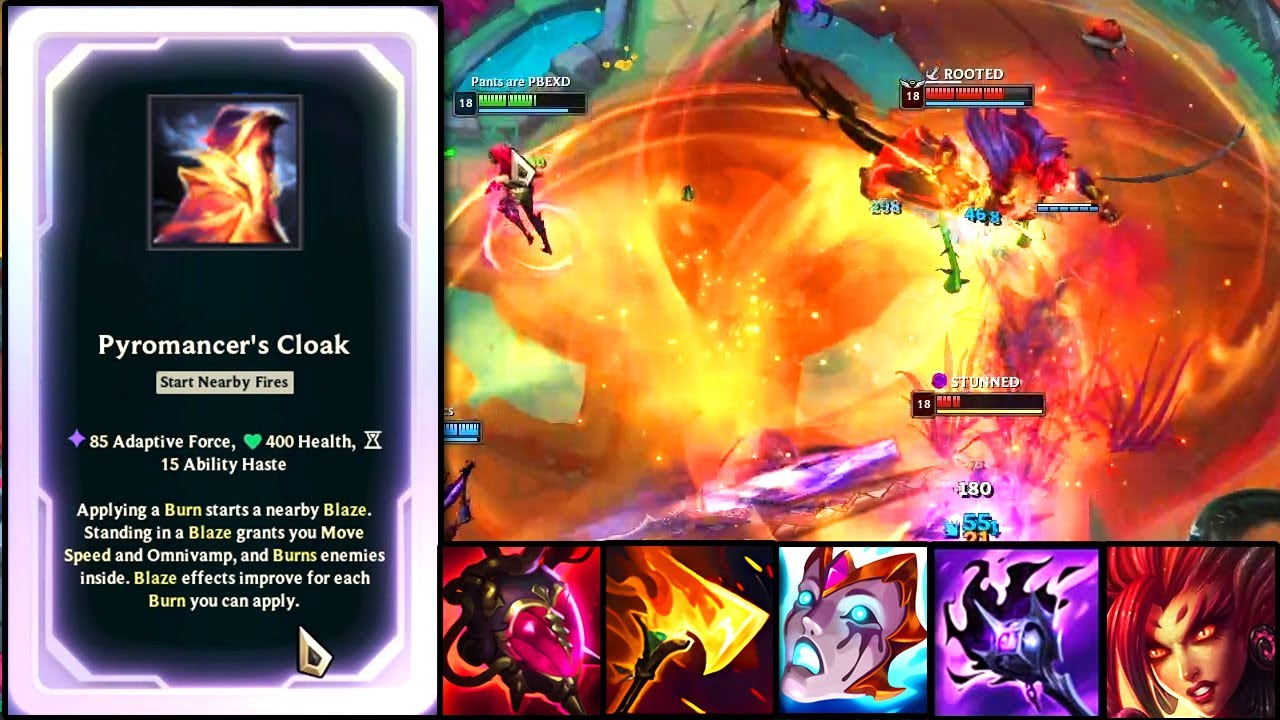 New Item Pyromancer's Cloak lights the WHOLE ARENA ON FIRE with 5 Burn items ft. Rank 1 Arena