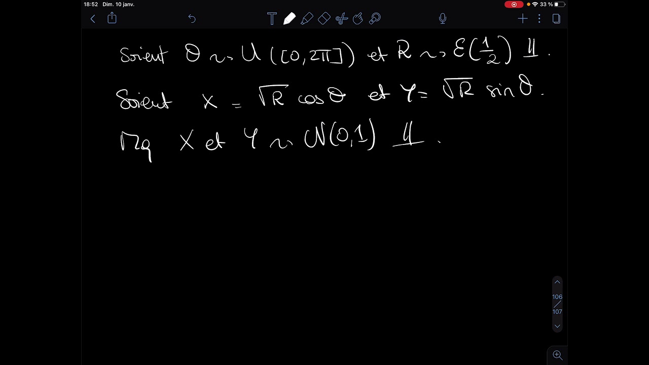 Démonstration de la version cartésienne de Box-Müller (simulation de gaussiennes)