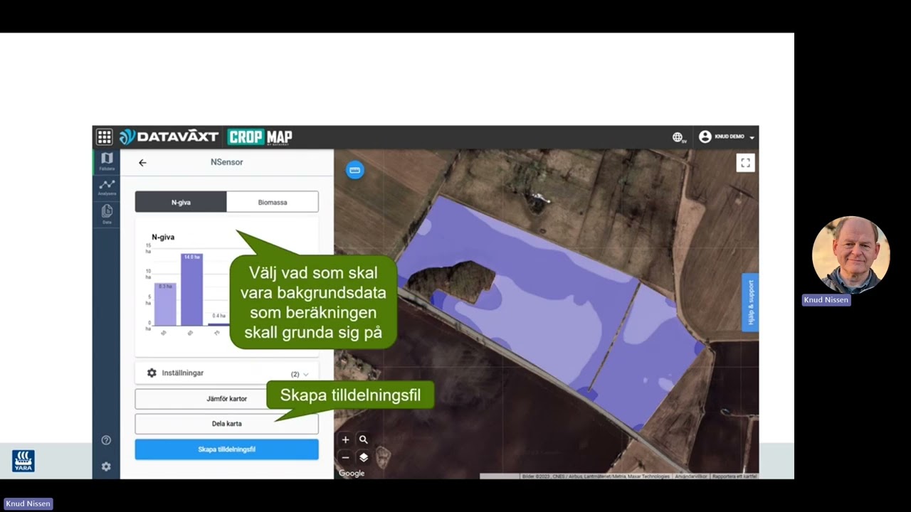 Yara N Sensor i vall del 4 Konvertera loggfilen med Datav&auml;xt CropMap