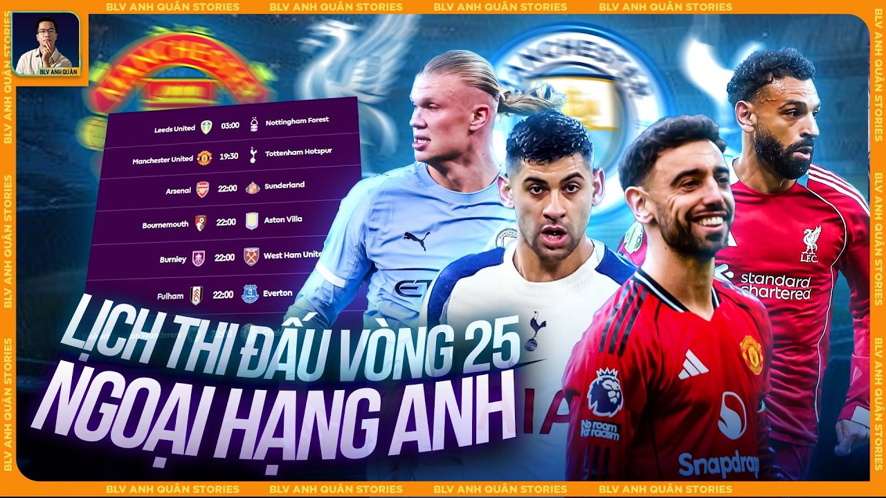 LỊCH THI ĐẤU VÒNG 25 NGOẠI HẠNG ANH 2025/2026