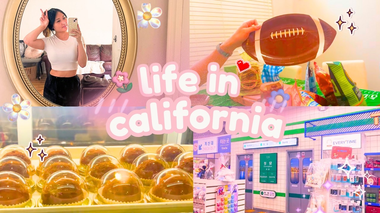 VLOG: viral korean dubai chocolate marshmallow cookie (두쫀쿠) & superbowl party 🏈