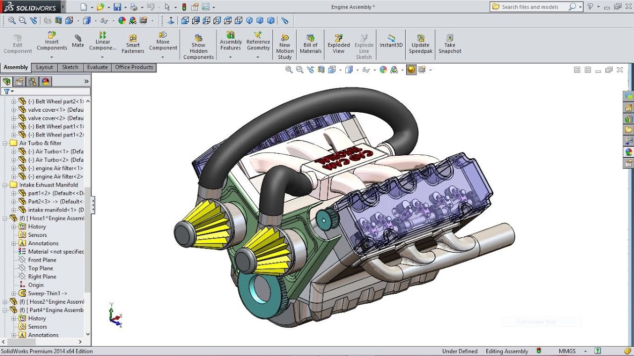 SolidWorks Tutorial Car Engine Advanced Assembly