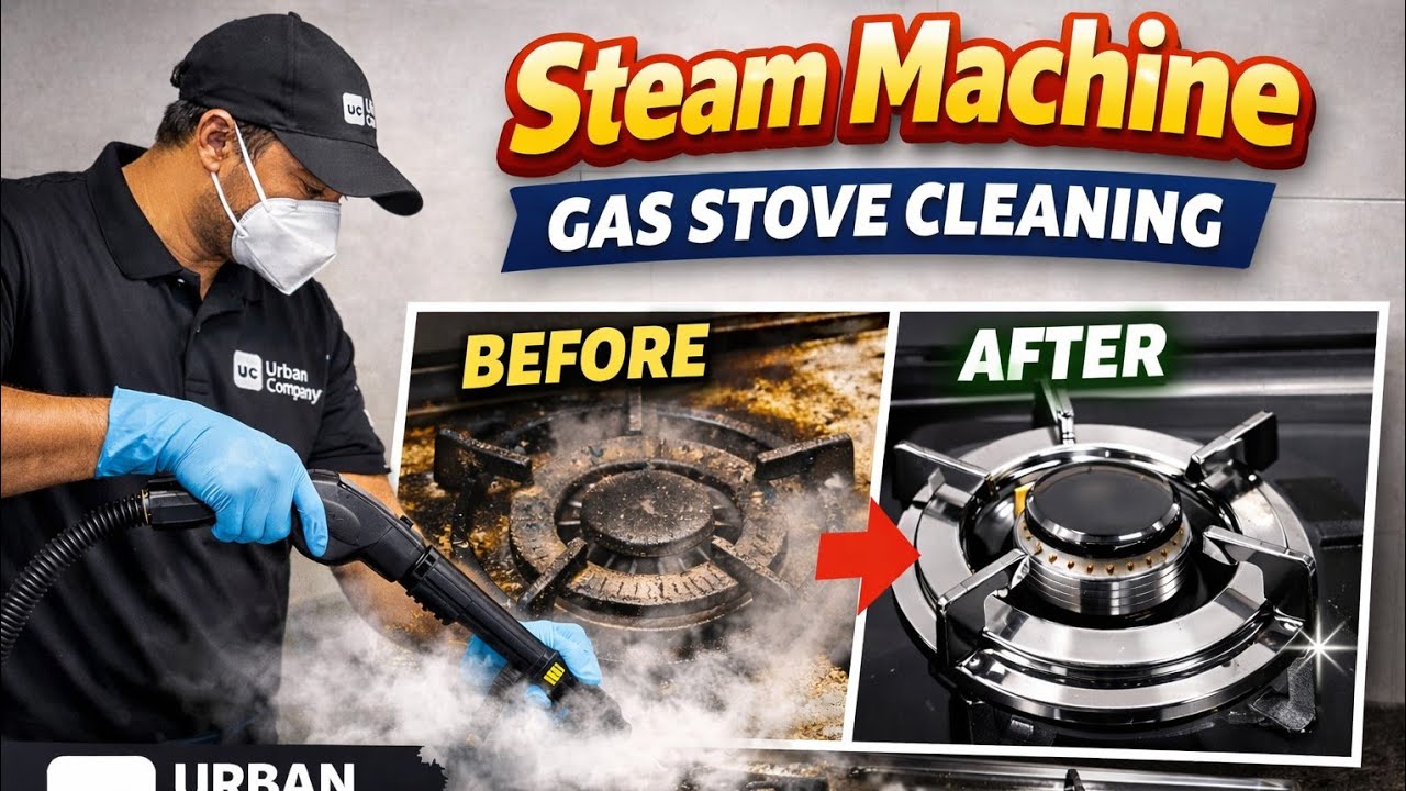 Gas Stove Deep Cleaning with Steam Machine | Urban Company Service