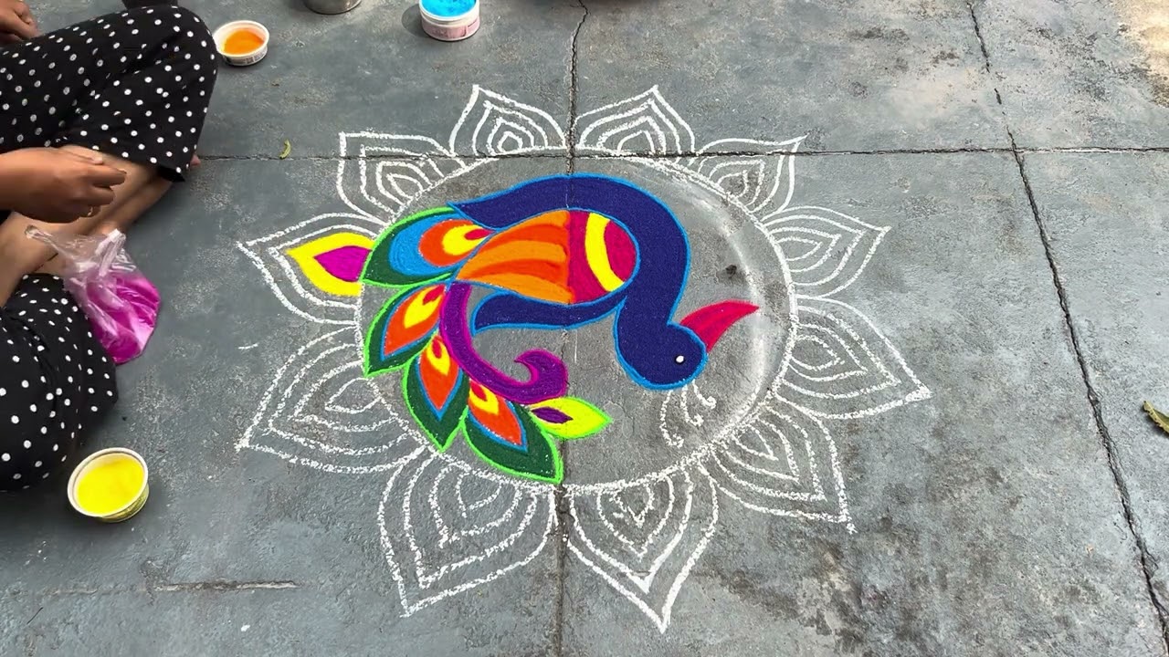 💫Day20 Margali color kolam #dialyrangoli #rangolidesigns #muggulu #margazhirangolikolam #kolam 