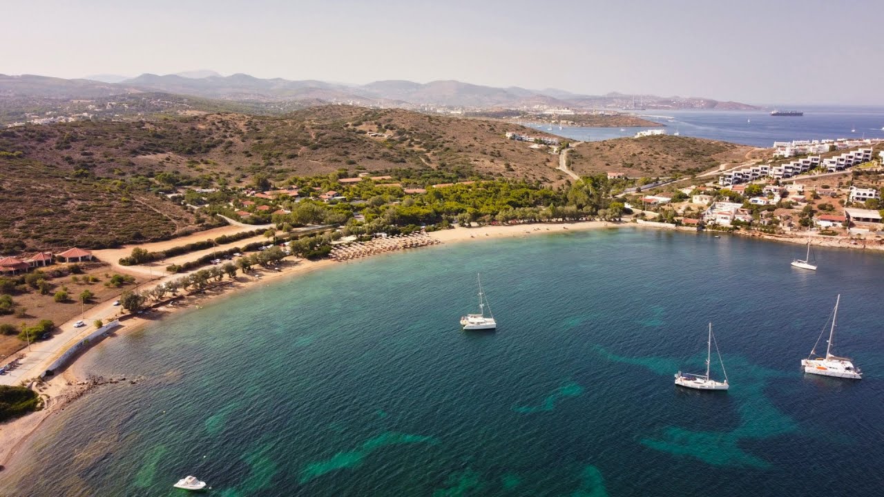 Pountazeza beach near Laurium aerial views