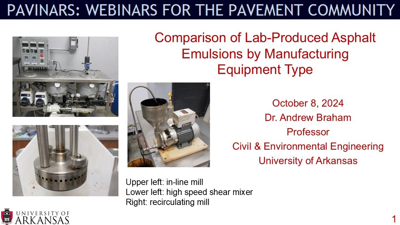 Comparison of Lab-Produced Asphalt Emulsions by Manufacturing Equipment Type