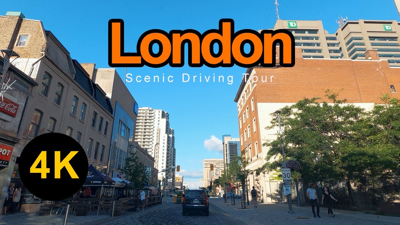 DOWNTOWN LONDON ONTARIO CANADA JULY SCENIC DRIVING | 4K UHD