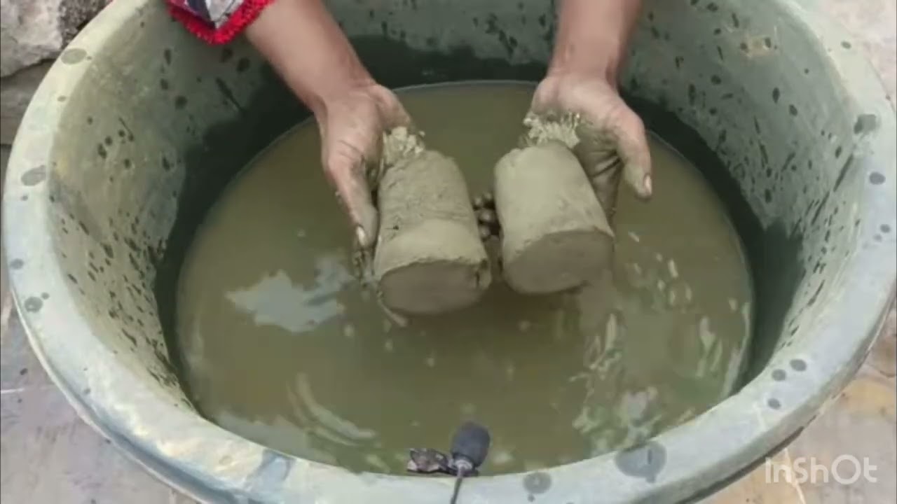 Asmr New Vedio Green Mud crumbling dry and water💚
