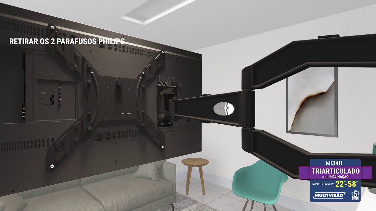 SUPORTE PARA TV TRIARTICULADO MULTIVISÃO MI340 - VIDEO MONTAGEM