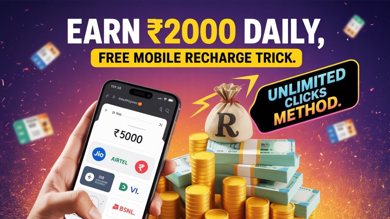 Earn ₹2000 Daily 🤑 | URL Shortener Unlimited Clicks | Free Recharge Website Trick.