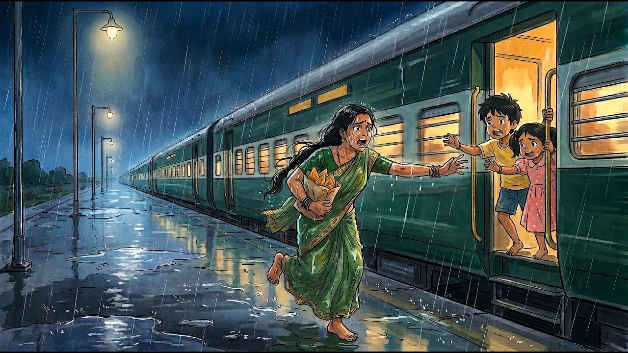 Maa Missed the Train During 90s Rainy Night Journey 😢 | Emotional Ghibli Style | Cozy Cinematic ASMR