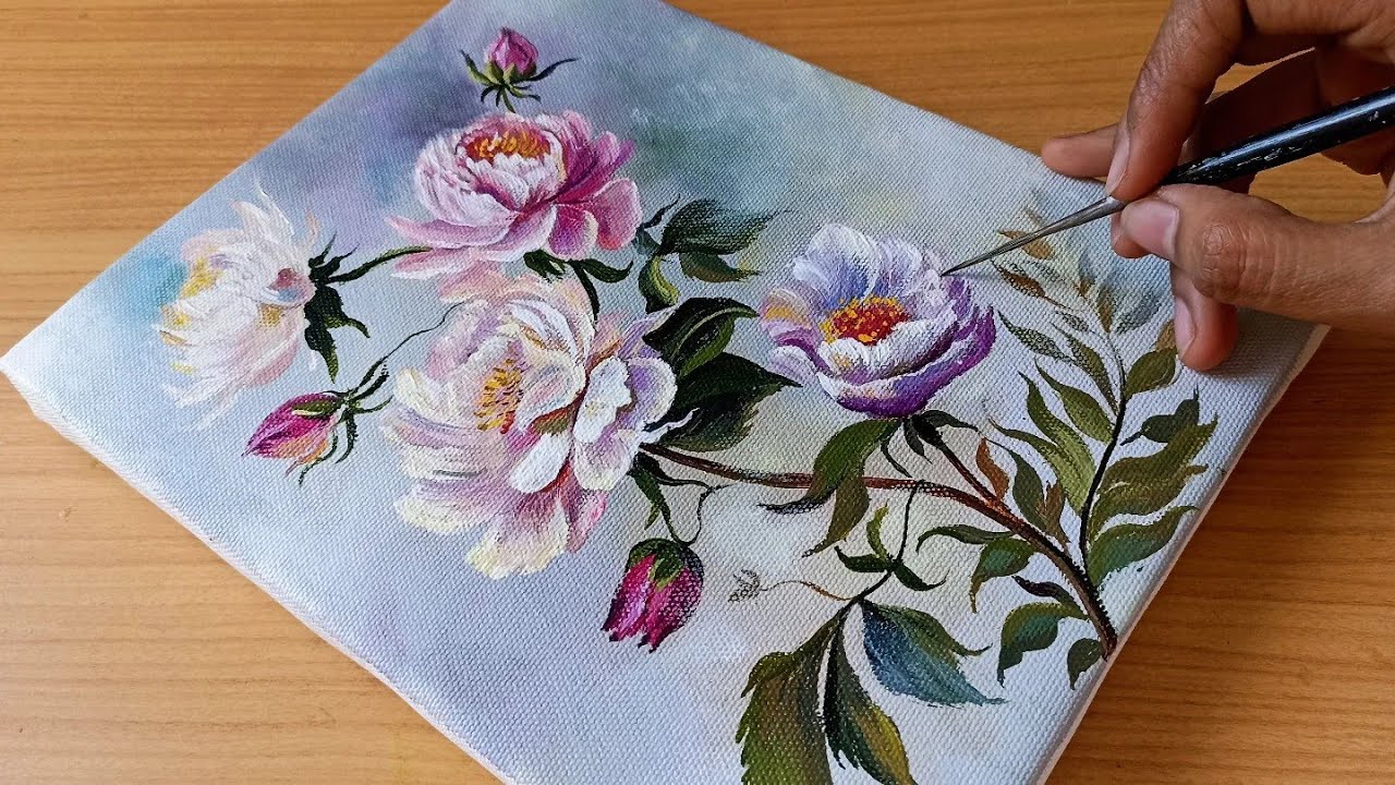 Painting a Beautiful Rose 🌹🌹 With Acrylic/How to Draw a Rose/Acrylic Painting 