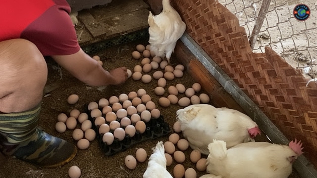 So Many Eggs on the Farm! Collecting Fresh Eggs in the Chicken Coop.