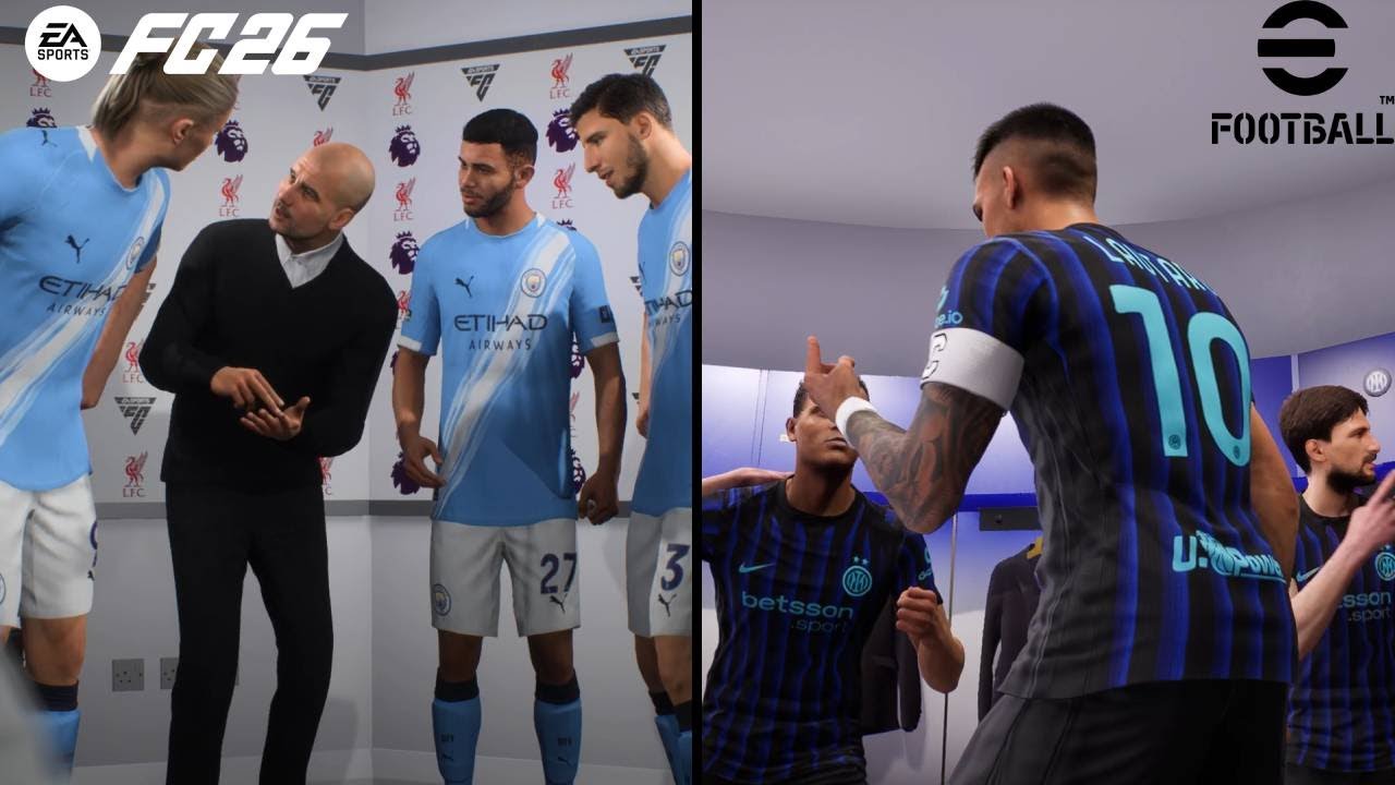 FC 26 против Efootball 26: предматчевые заставки