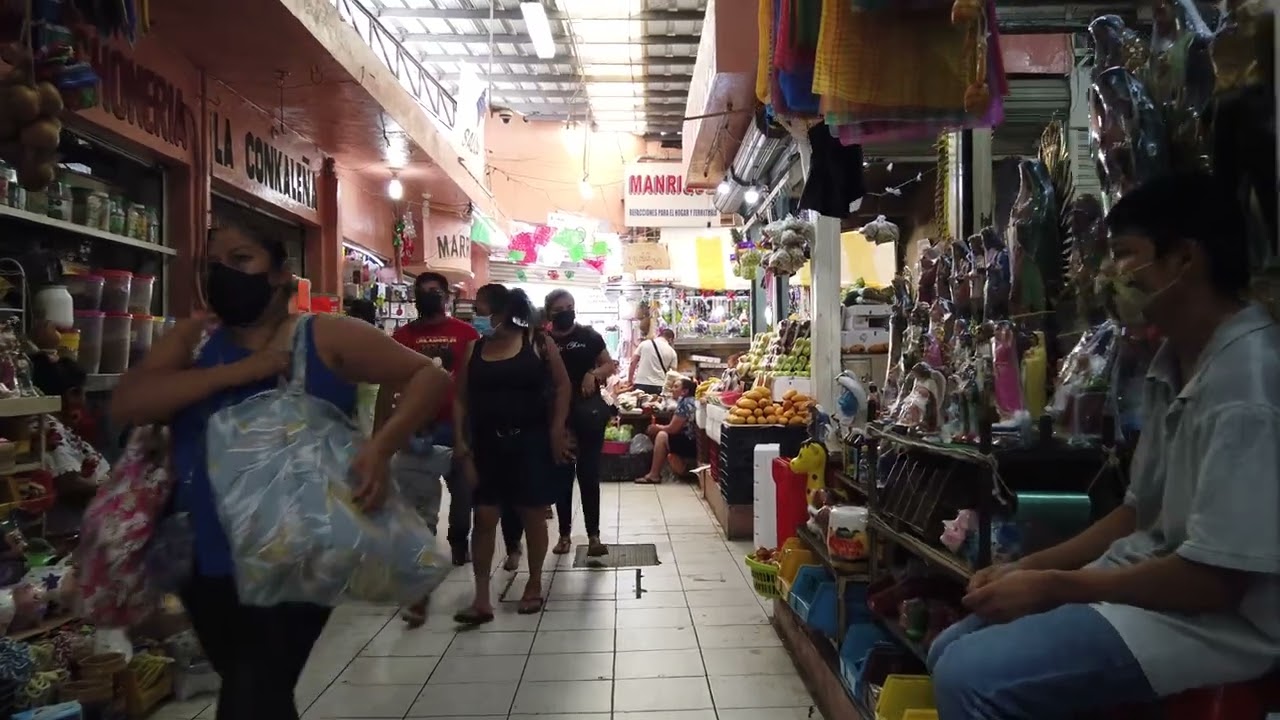 Center, Merida City, Market San Benito, Yucatan,4k street walk,March 2022