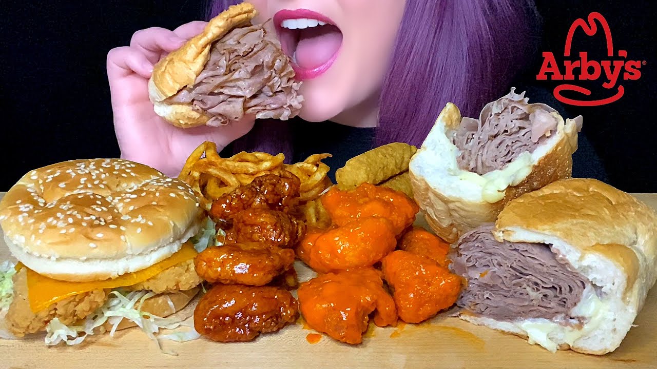 ASMR ARBY’S FAST FOOD MUKBANG (NO TALKING) *NEW* BUFFALO & HOT HONEY BONELESS WINGS