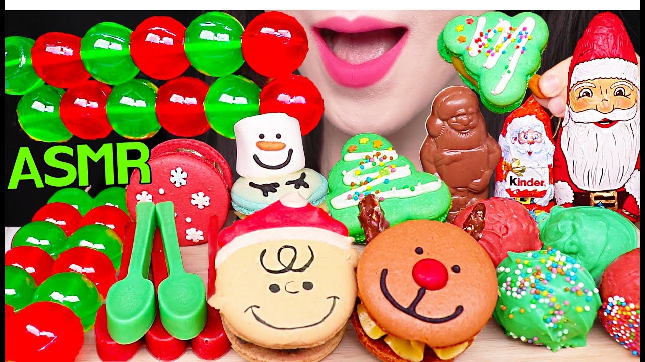 ASMR CHRISTMAS JELLO JELLY, CHOCOLATE, CAKE POPS, MACARON 크리스마스 젤리, 케이크팝, 초콜릿 먹방 EATING SOUNDS