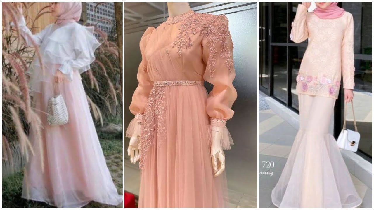 Inspirasi baju gamis pesta kombinasi orgaza