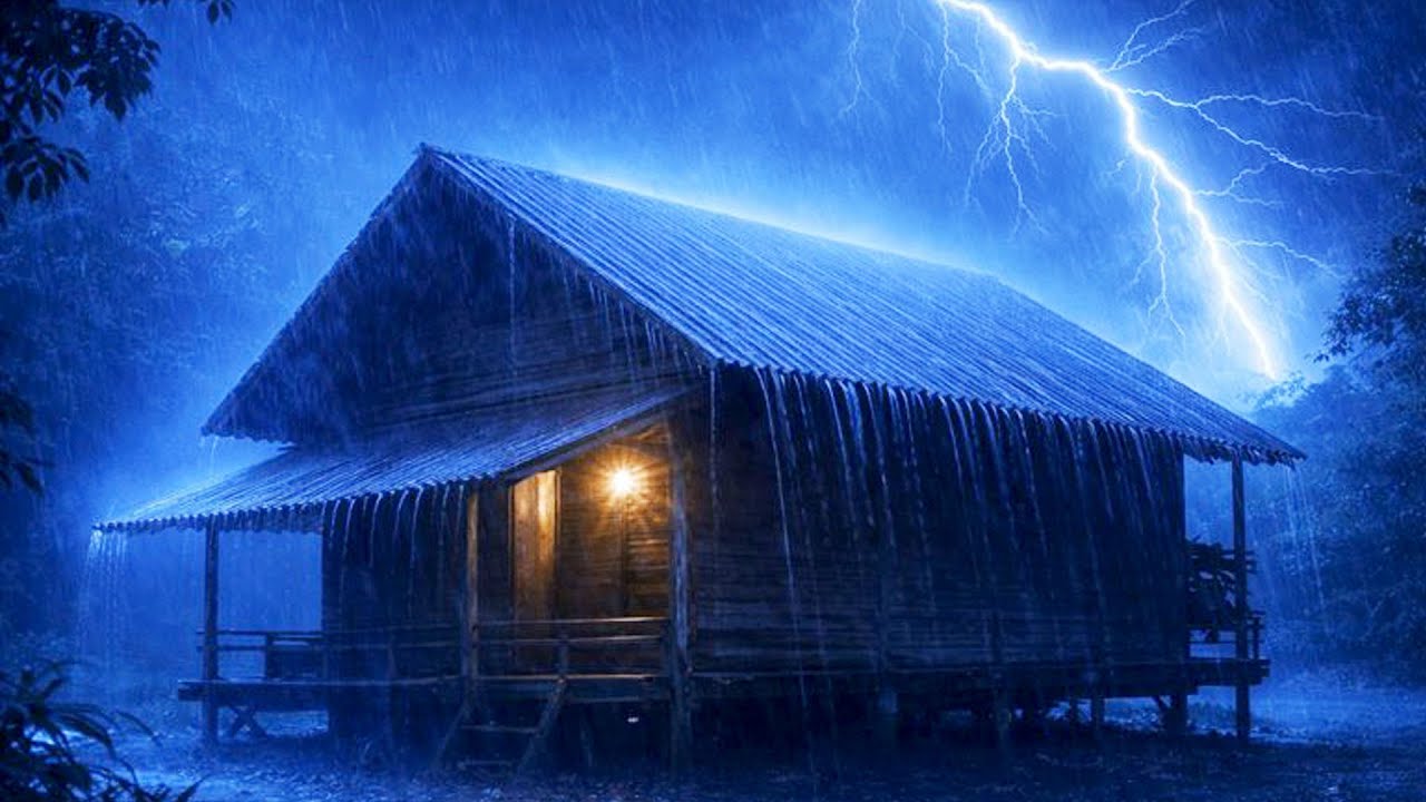 Deep Sleep Instantly with Heavy Rain on Tin Roof & Thunder - Rain Sounds For Sleep, Meditation