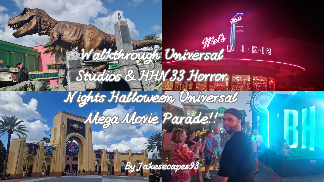 Walkthrough Universal Studios & HHN33 Horror Nights October 31st 2024 Universal Mega Movie Parade