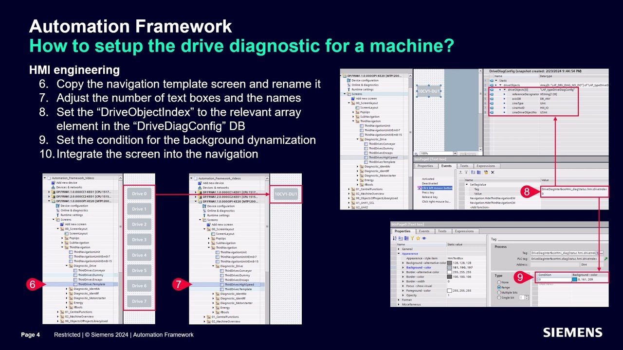 13. How to setup the drive diagnostic for a machine?