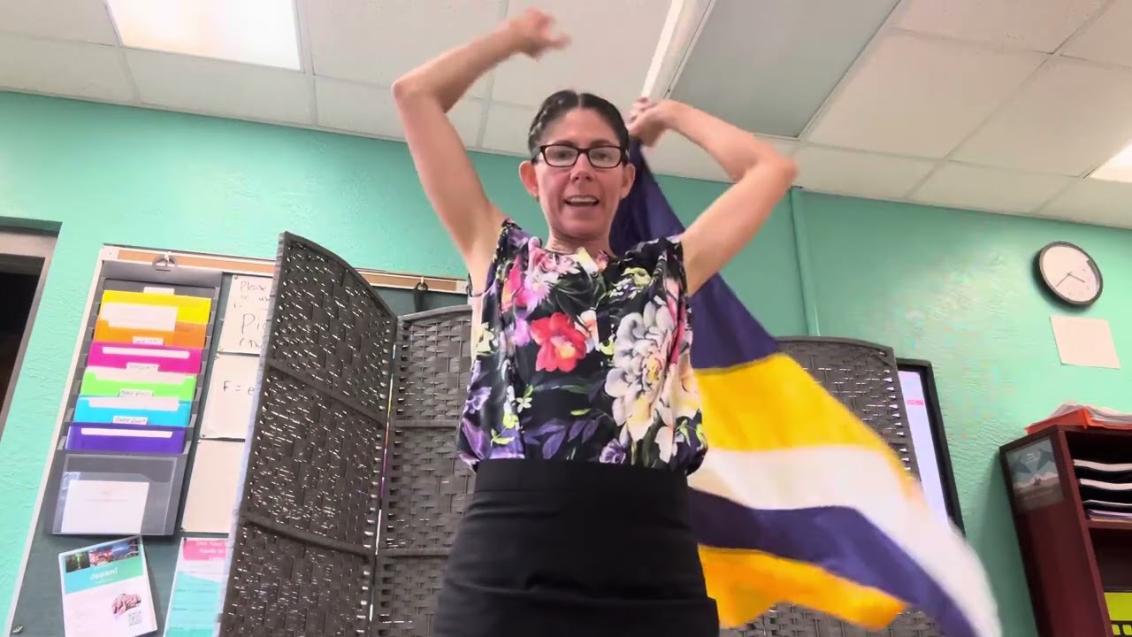 Rainbow color guard flag