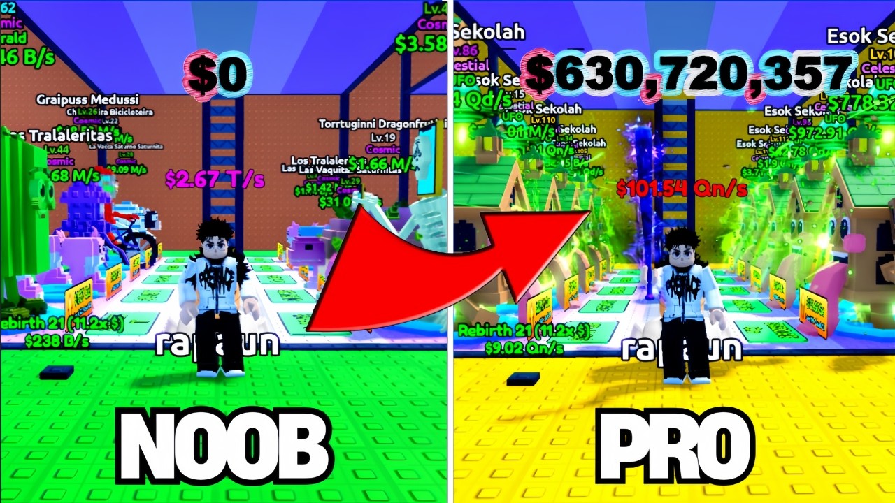 GG 1000% Aku dari NOOB KE PRO sampe punya Brainrot TERLANGKA di ESCAPE TSUNAMI FOR BRAINROT