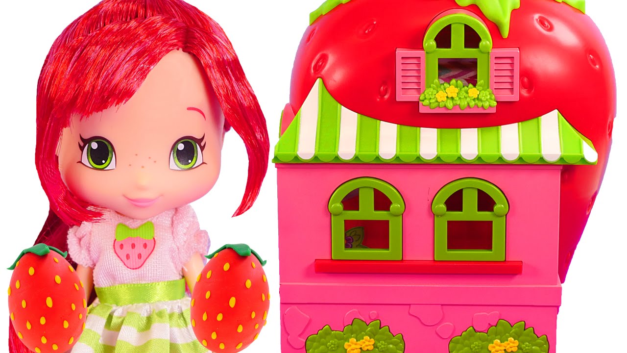 Strawberry Shortcake Doll House and Cafe *** Play doh Strawberry Surprise Eggs