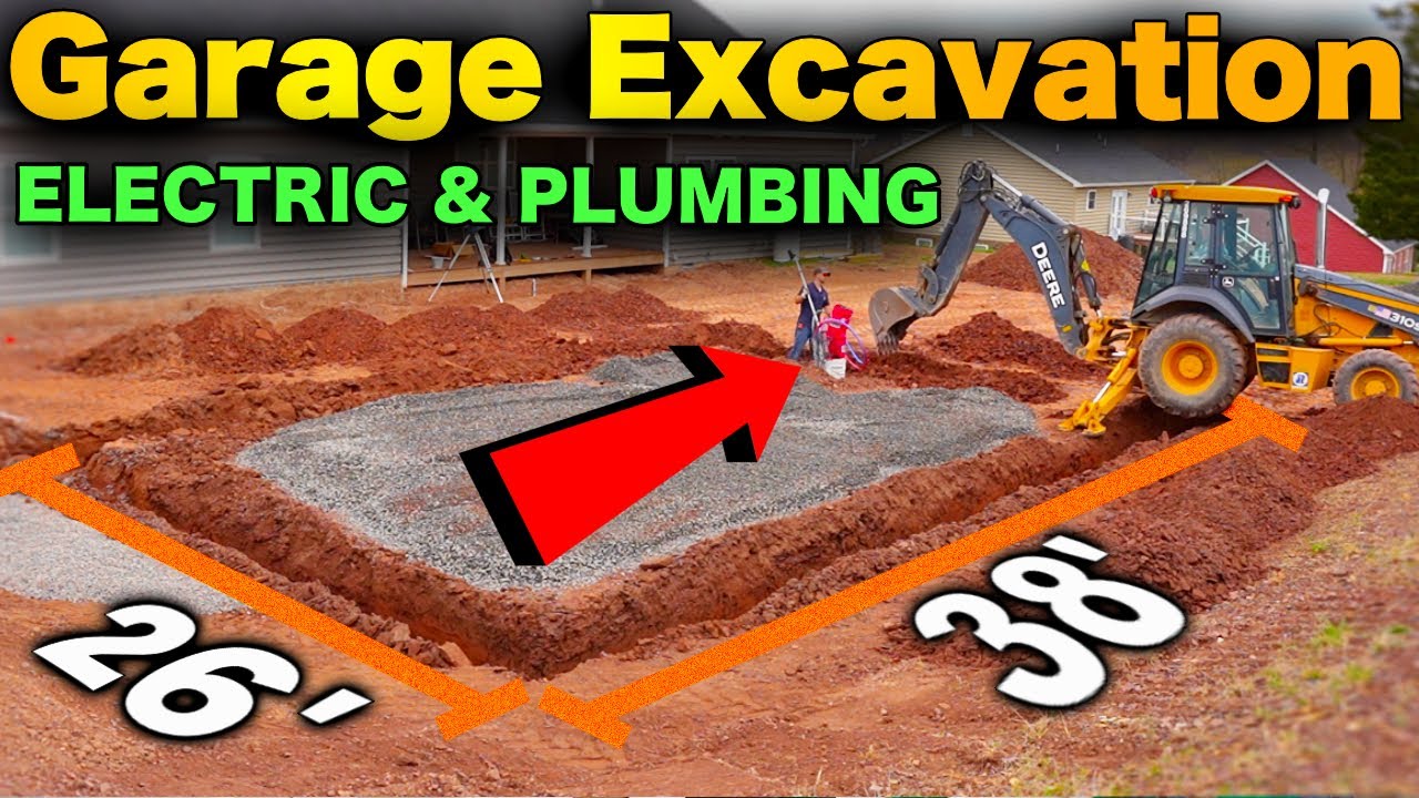 How To Build A Garage - Excavation For ELECTRICAL, PLUMBING, And FOOTERS