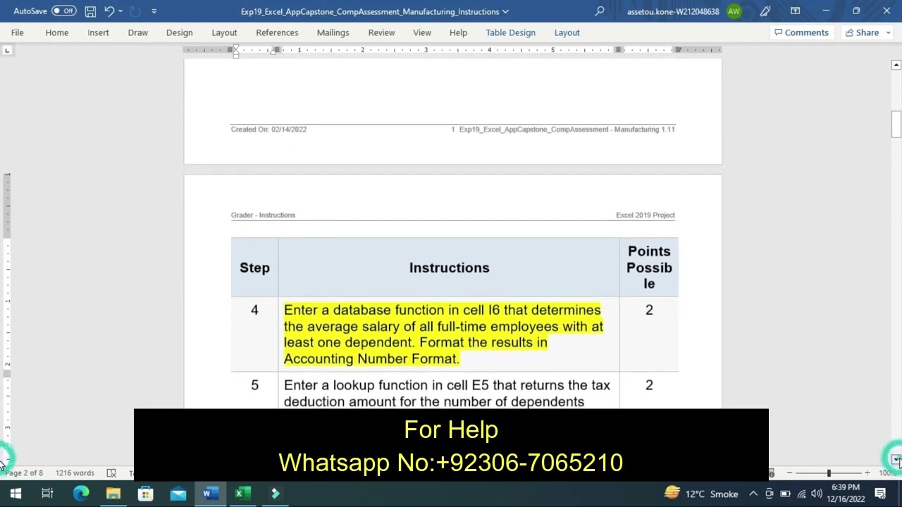 Exp19 Excel AppCapstone CompAssessment Manufacturing_xlsx AppCapstone CompAssessment Manufacturing