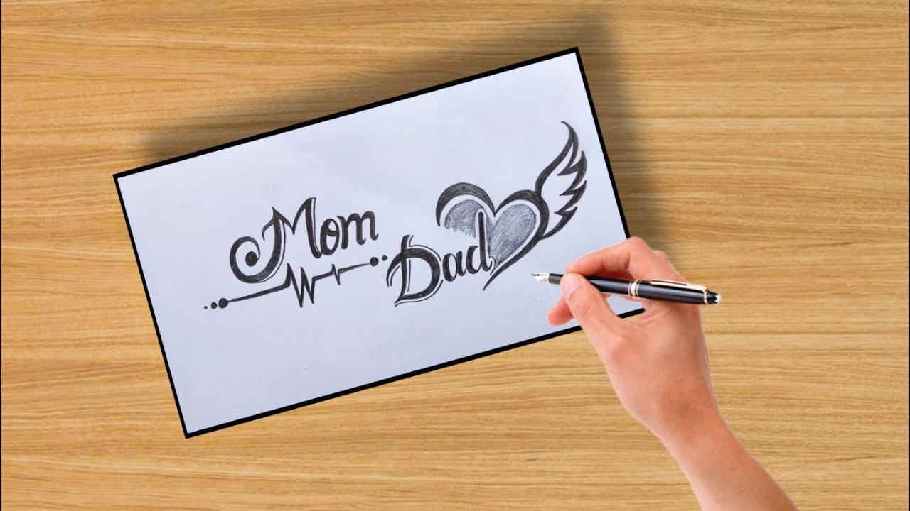 how to make mom dad Tattoo design for on paper.