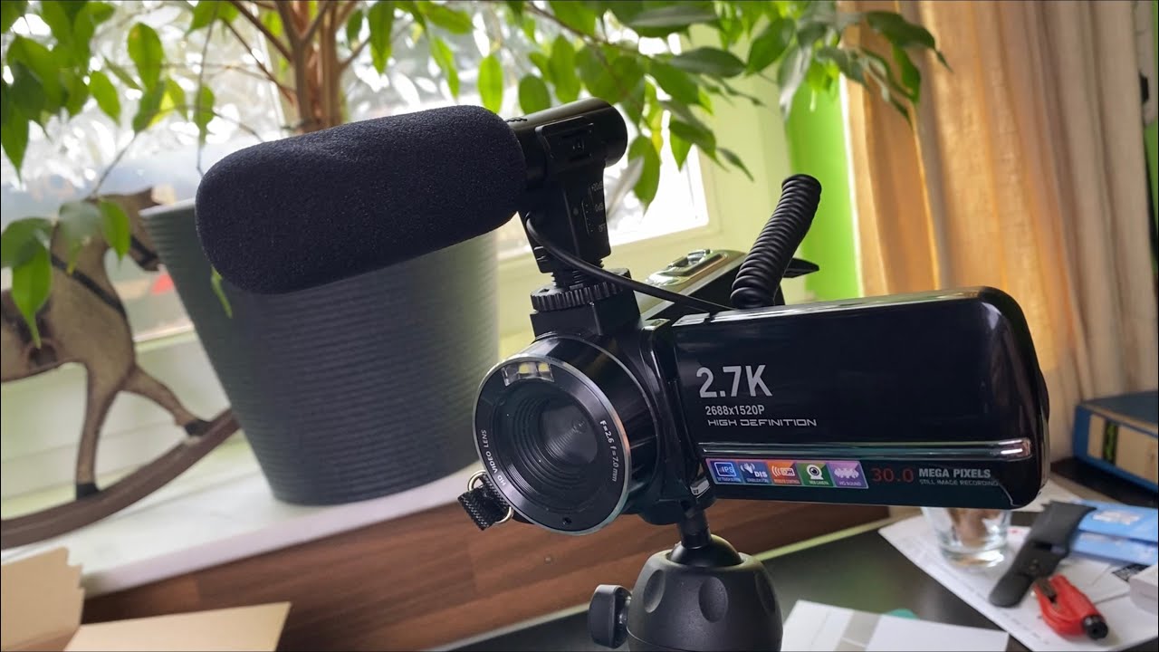 Camcorder Video Camera 2.7K 30MP Digital Camcorder with Microphone Full HD unboxing and instructions