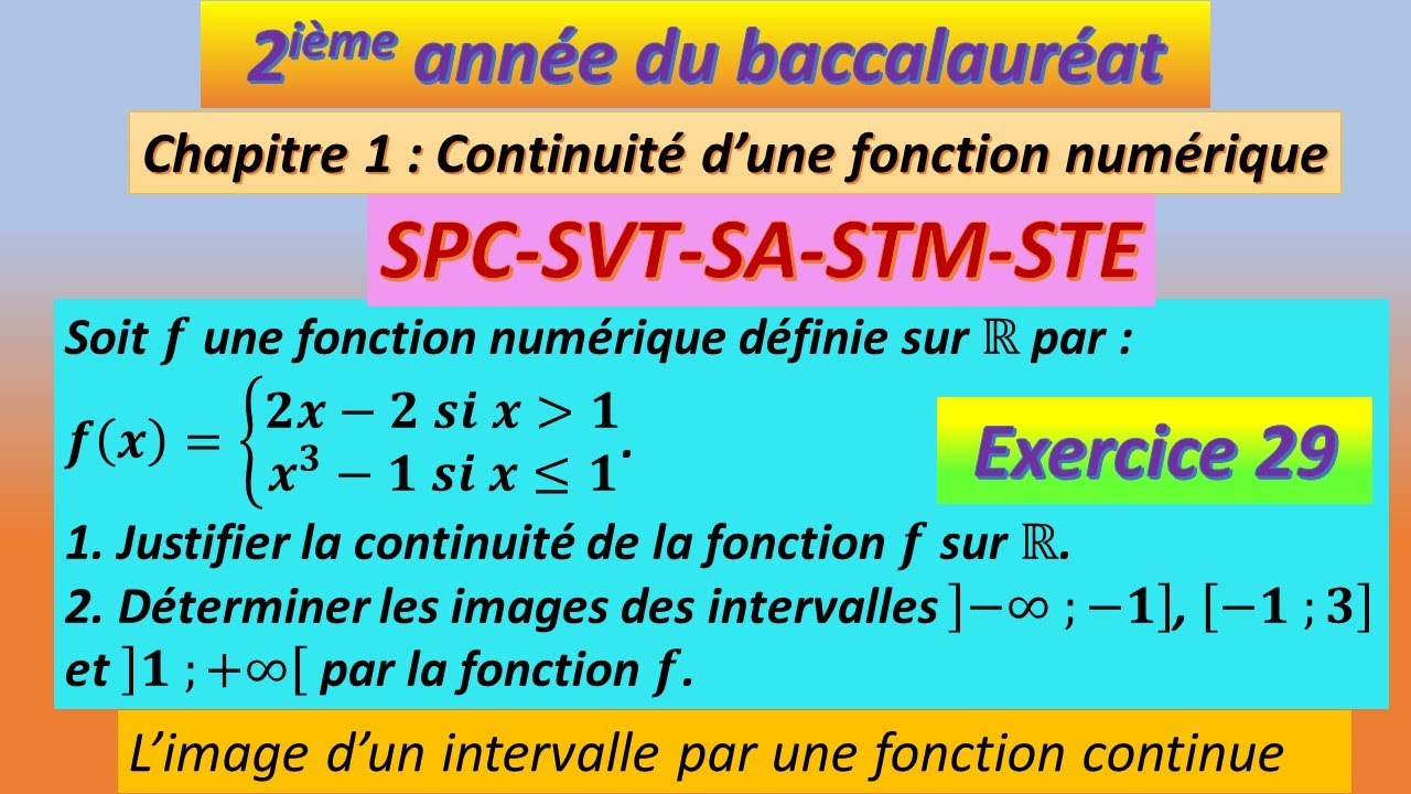 Exercice 29 continuité d'une fonction numérique