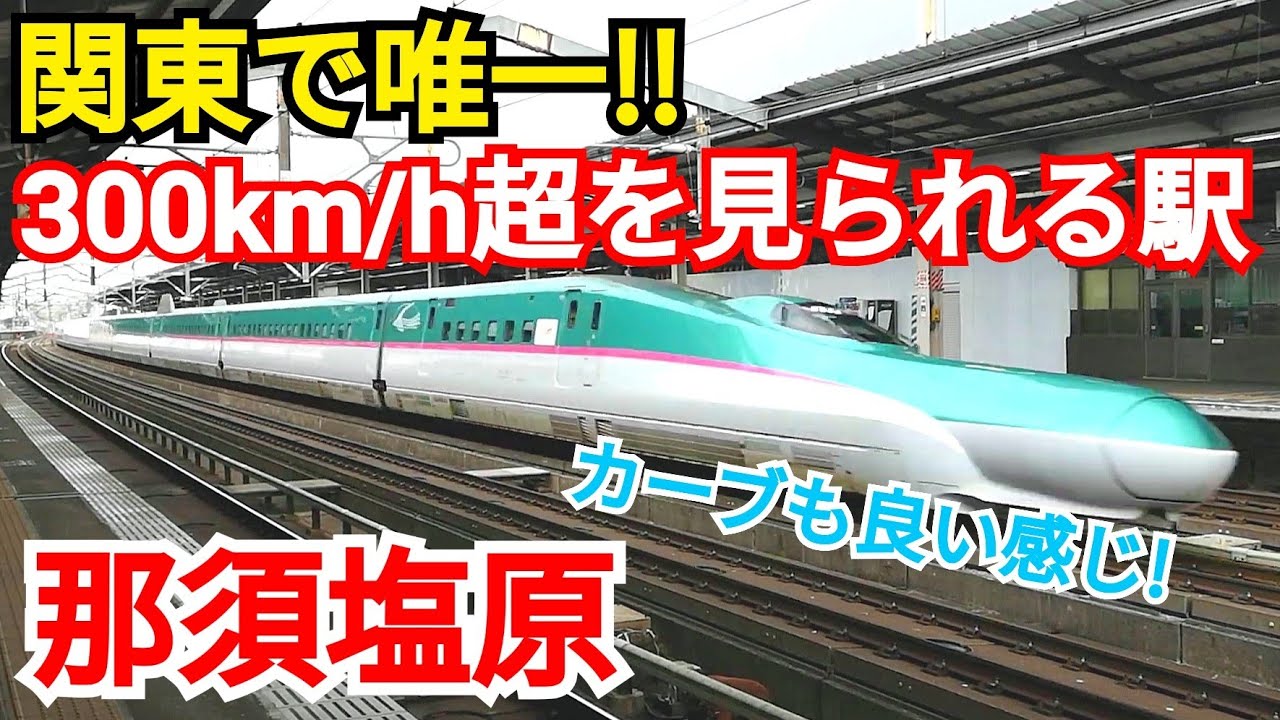 【猛スピード23連発!!】那須塩原駅を轟音で通過する東北新幹線の車両たち【速度計測付き】