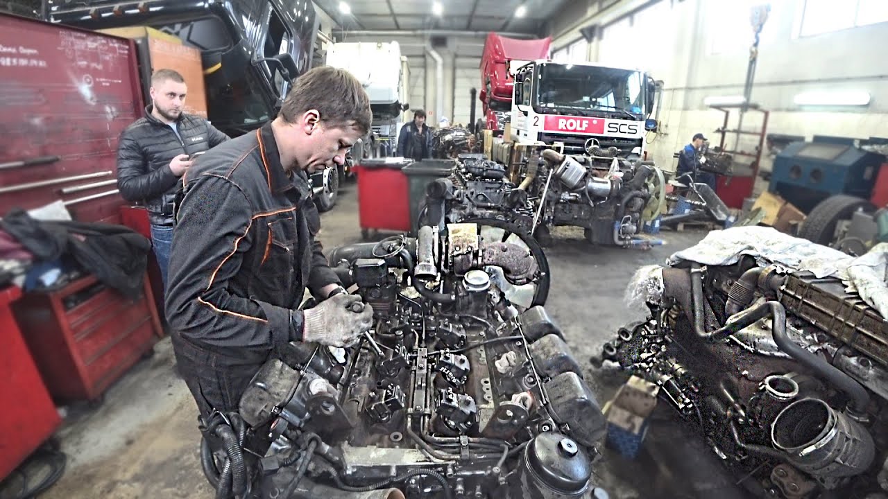 MERCEDES OM501 V6 Капитальный ремонт мотора / Полная сборка ДВС Mercedes Actros + первый запуск
