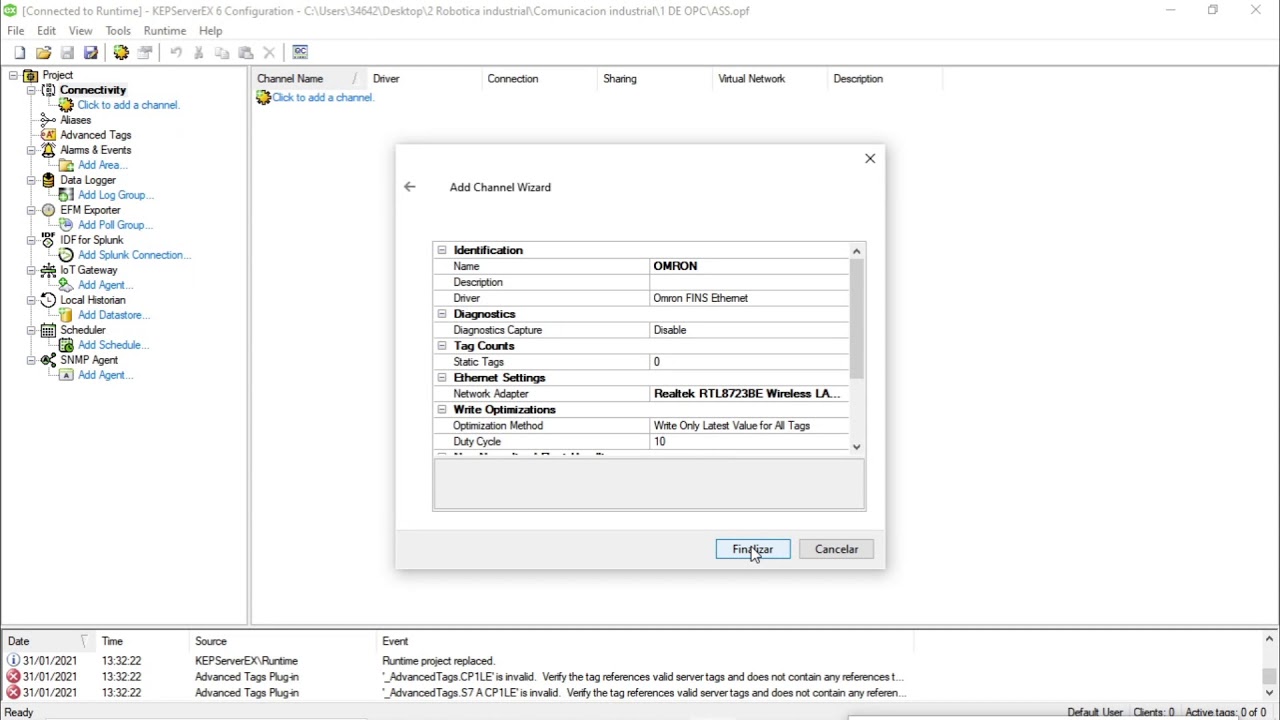 Comunicación OPC entre Omron CP1L-E y S7-1200 con KEPServerEX OPC