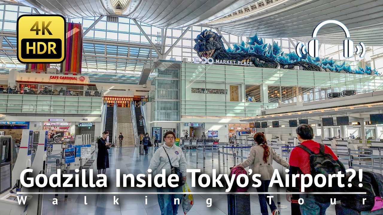 Godzilla Inside Tokyo’s Airport | A Year-End Walk Through Haneda (2025) [4K/HDR/Binaural]