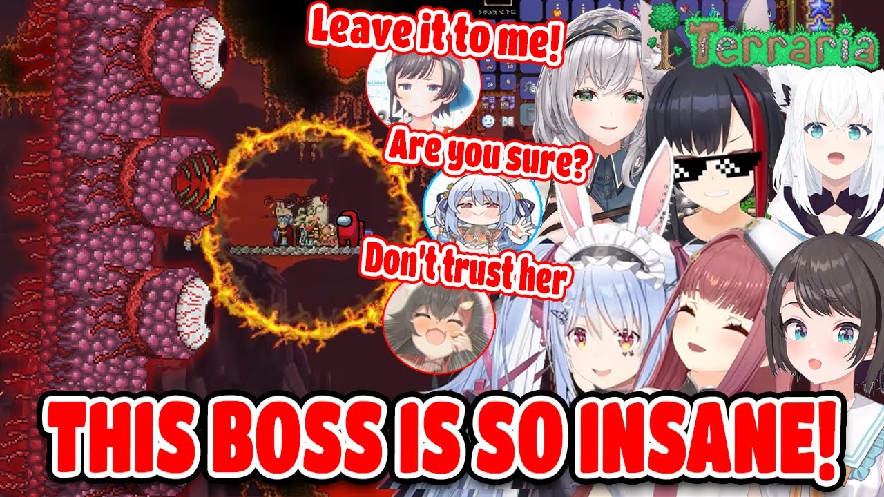 Hololive Girls Can’t Stop Screaming at Wall of Flesh In Terraria Hololive【ENG SUB】