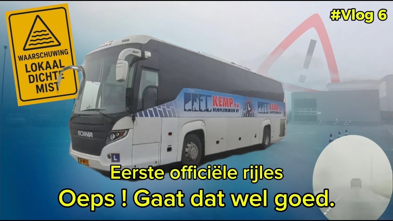 Eerste rijles D Rijbewijs ( In de mist, Gaat dat wel goed ? )