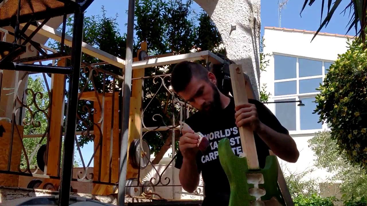 Making a Custom Stratocaster Guitar with Olive Wood Veneers (Part 1 of 4)