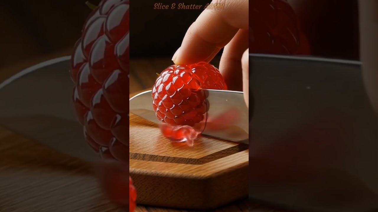 Glass Raspberry Slicing ASMR | Delicate Transparent Shatter | No Talking