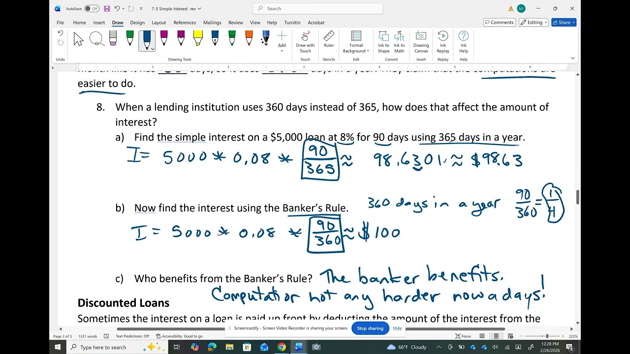 7-3 Simple Interest - Banker's Rule and Discounted Loans